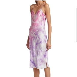 Cami NYC Raven Ombré Tie-Dye 100% Silk Midi Slip Dress L Pink Purple